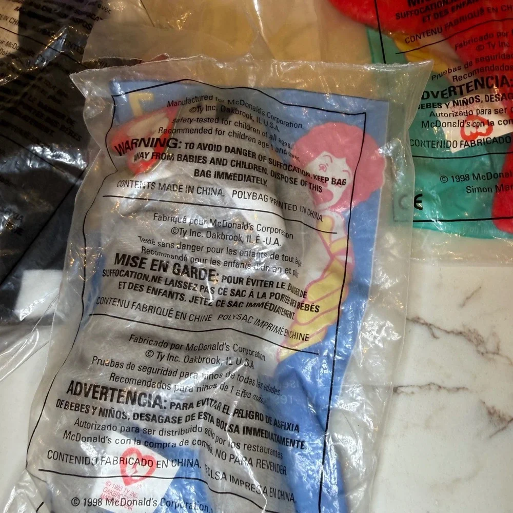 McDonalds Ty Teenie Beanie Babies Lot of 10 New Sealed in Bag‎ vintage 1998